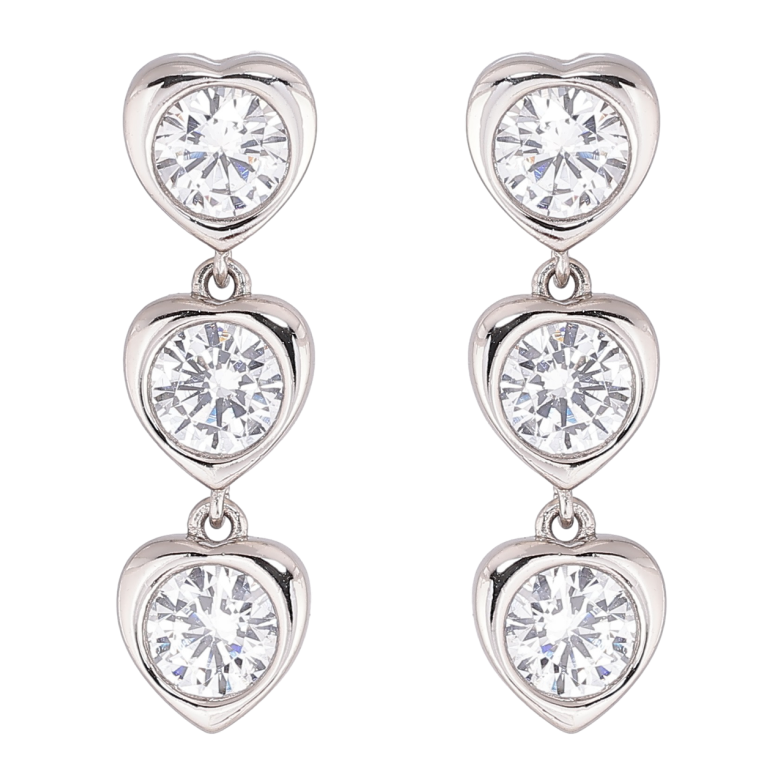 Сережки Xuping Родій пусети «Сердечка з кристалами» фото №2