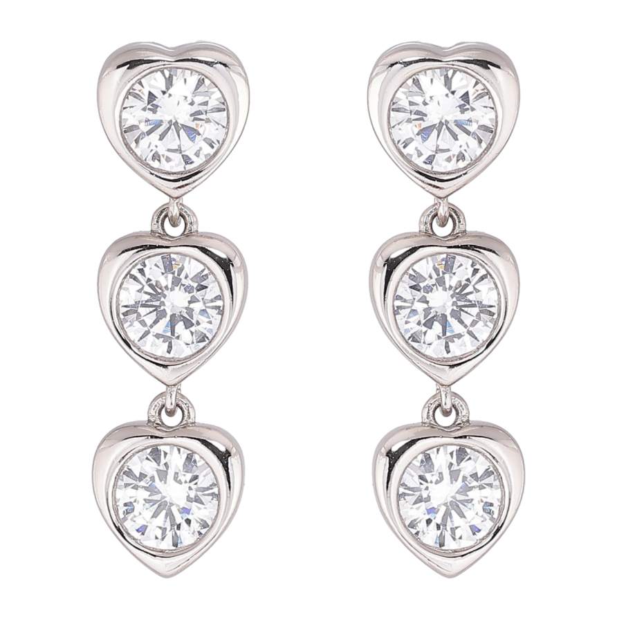 Сережки Xuping Родій пусети «Сердечка з кристалами» фото №1