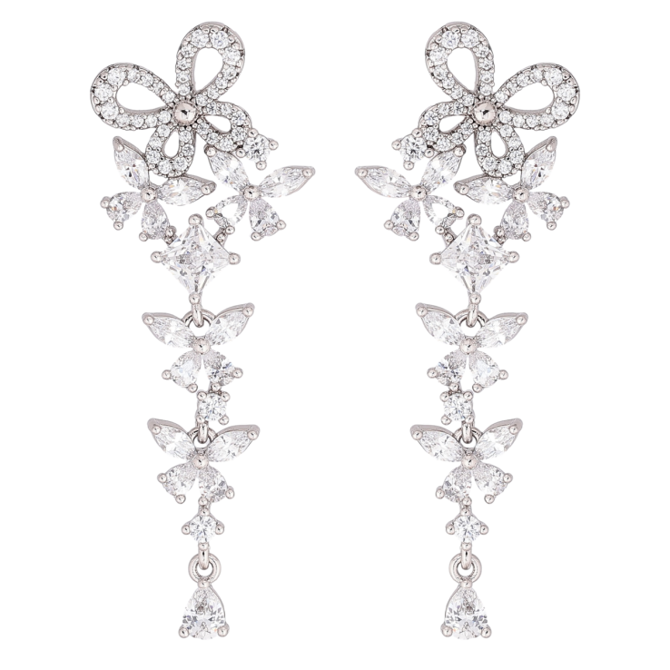 Сережки Xuping Родій пусети «Витончені кришталеві підвіски» фото №11