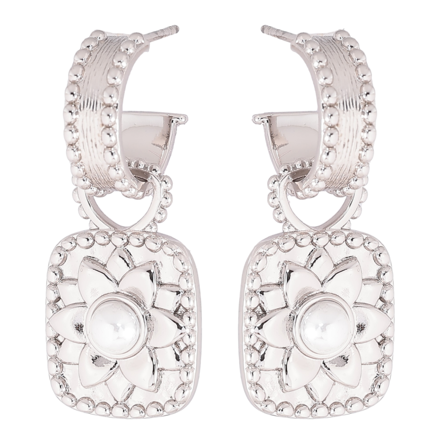 Сережки Xuping Родій пусети «Декоративні підвіски з квітковим візерунком» 2 в 1 фото №1 Сережки Xuping Родій пусети «Декоративні підвіски з квітковим візерунком» 2 в 1 фото №1