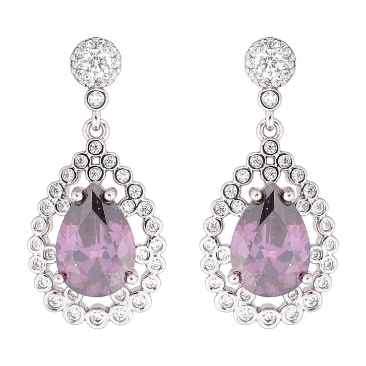 Сережки Xuping Родій пусети «Підвіски з бузковими кристалами» фото №8