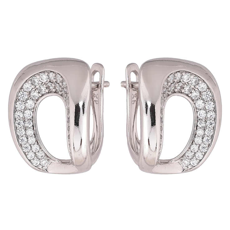 Серьги Xuping Родий английский замок Узор с инкрустацией кристаллами фото №3 Серьги Xuping Родий английский замок Узор с инкрустацией кристаллами фото №3