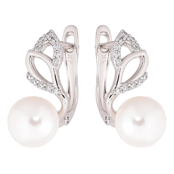 Серьги Xuping Родий английский замок Жемчужные бутоны фото №22