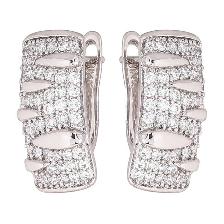 Серьги Xuping Родий английский замок Узор с инкрустацией кристаллами фото №6