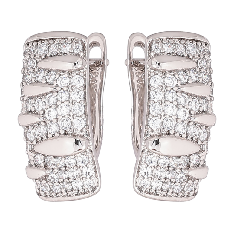 Серьги Xuping Родий английский замок Узор с инкрустацией кристаллами фото №1 Серьги Xuping Родий английский замок Узор с инкрустацией кристаллами фото №1