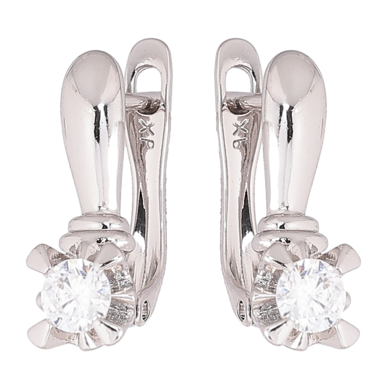 Сережки Xuping Родій англійський замок «Кристали на дугах» фото №1 Сережки Xuping Родій англійський замок «Кристали на дугах» фото №1