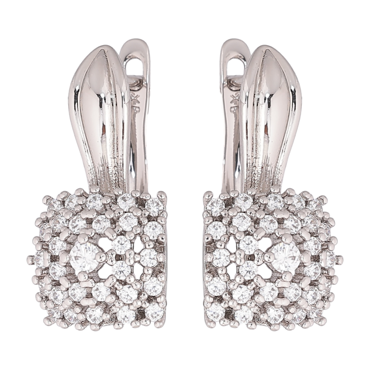 Серьги Xuping Родий английский замок Узор с инкрустацией кристаллами фото №20