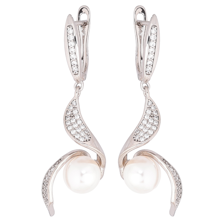 Серьги Xuping Родий английский замок Декоративные подвески с жемчужинами фото №12