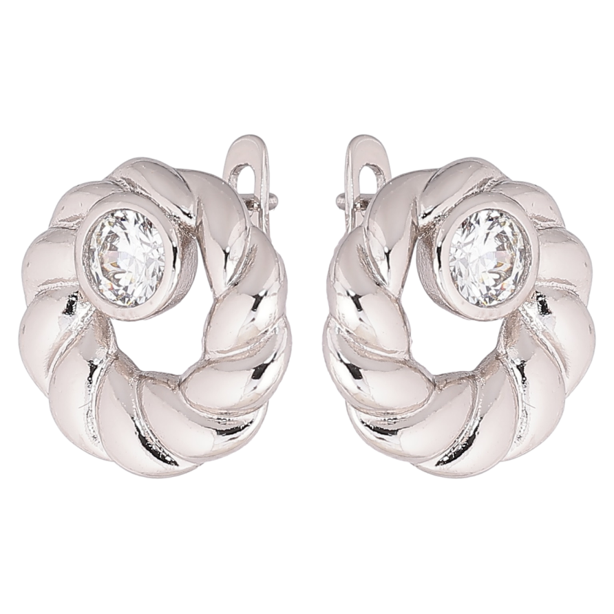 Сережки Xuping Родій англійський замок «Декоративні колечка з кристалами» фото №1