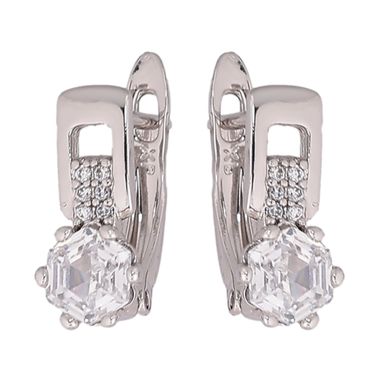 Сережки Xuping Родій англійський замок «Візерунок з шестигранними кристалами» фото №23 Сережки Xuping Родій англійський замок «Візерунок з шестигранними кристалами» фото №23