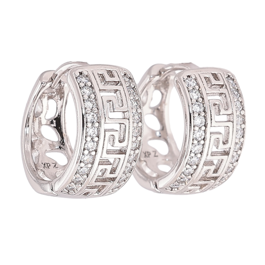 Сережки Xuping Родій колечка «Грецький візерунок з кришталевими доріжками» фото №1