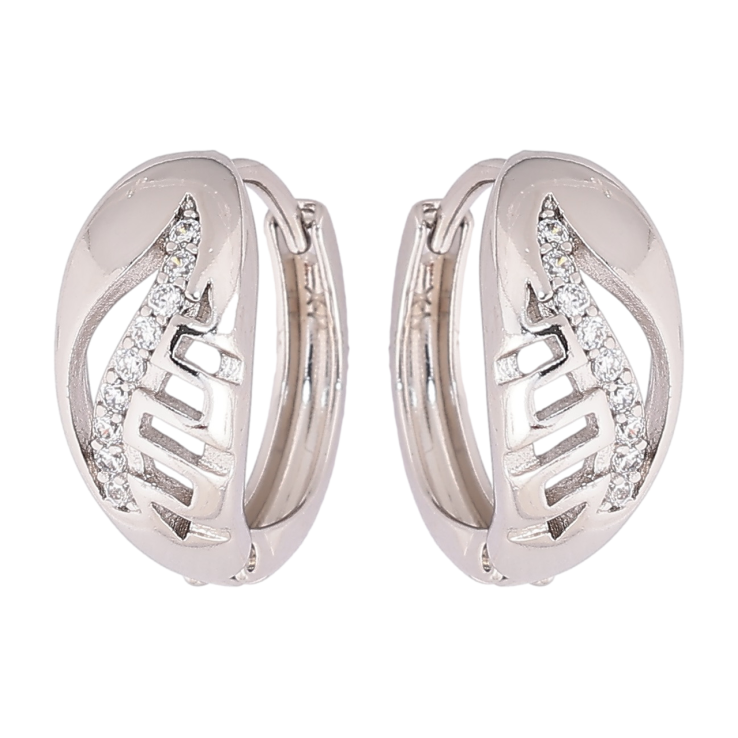 Сережки Xuping Родій колечка «Різьблений візерунок із кришталевими доріжками» фото №12