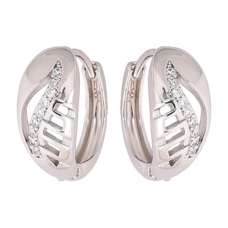 Сережки Xuping Родій колечка «Різьблений візерунок із кришталевими доріжками» фото №1 Сережки Xuping Родій колечка «Різьблений візерунок із кришталевими доріжками» фото №1