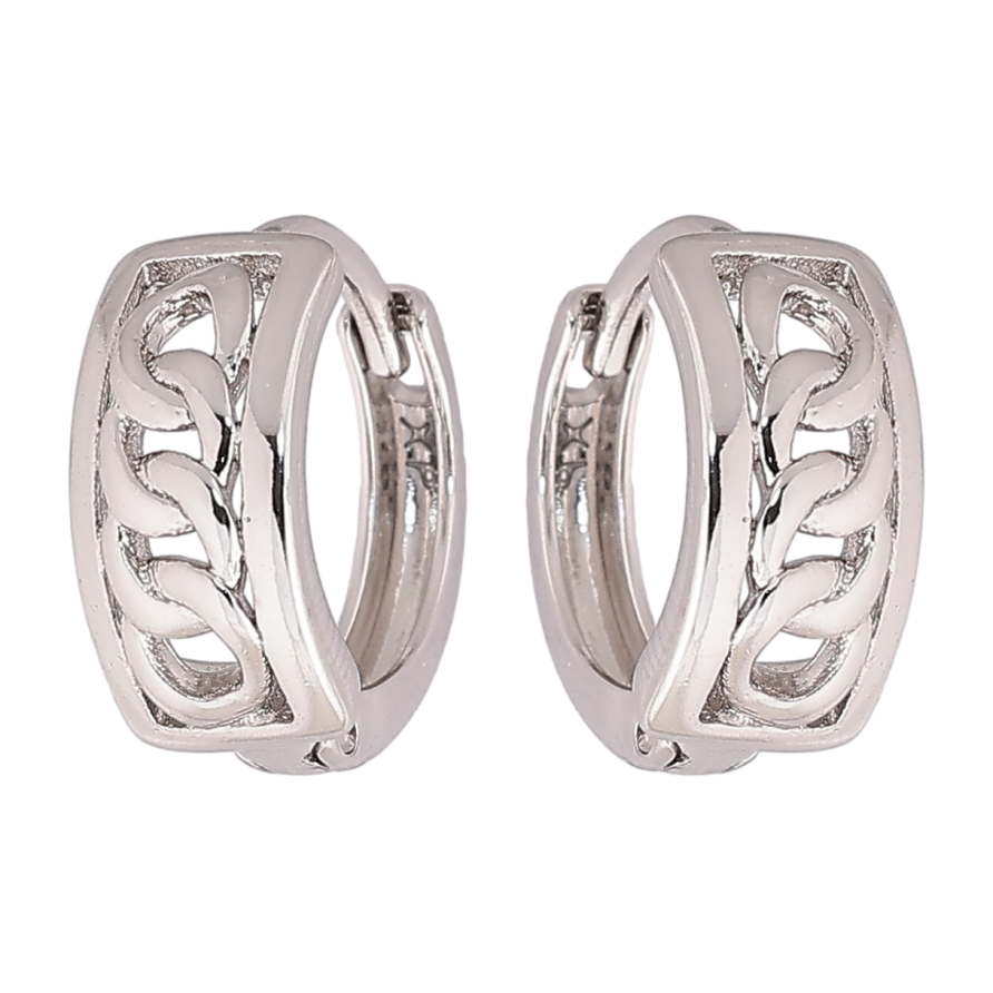 Сережки Xuping Родій колечка «Візерунок ланцюжок» фото №1 Сережки Xuping Родій колечка «Візерунок ланцюжок» фото №1