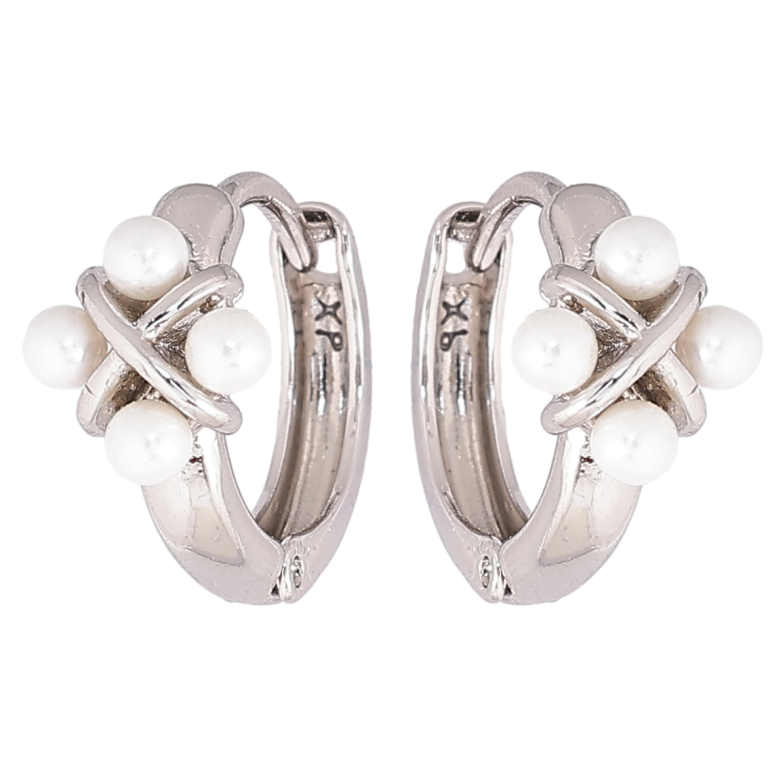 Серьги Xuping Родий колечки Узор с жемчужинами фото №1