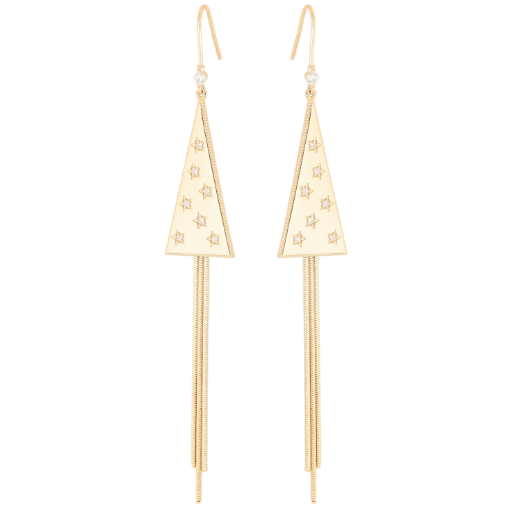 Серьги Xuping Позолота 18K французский замок Треугольные подвески с цепочками фото №5