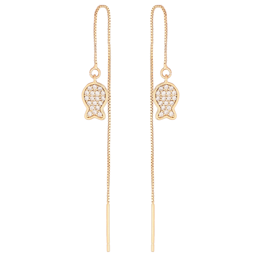 Серьги Xuping Позолота 18K протяжки Рыбки фото №1