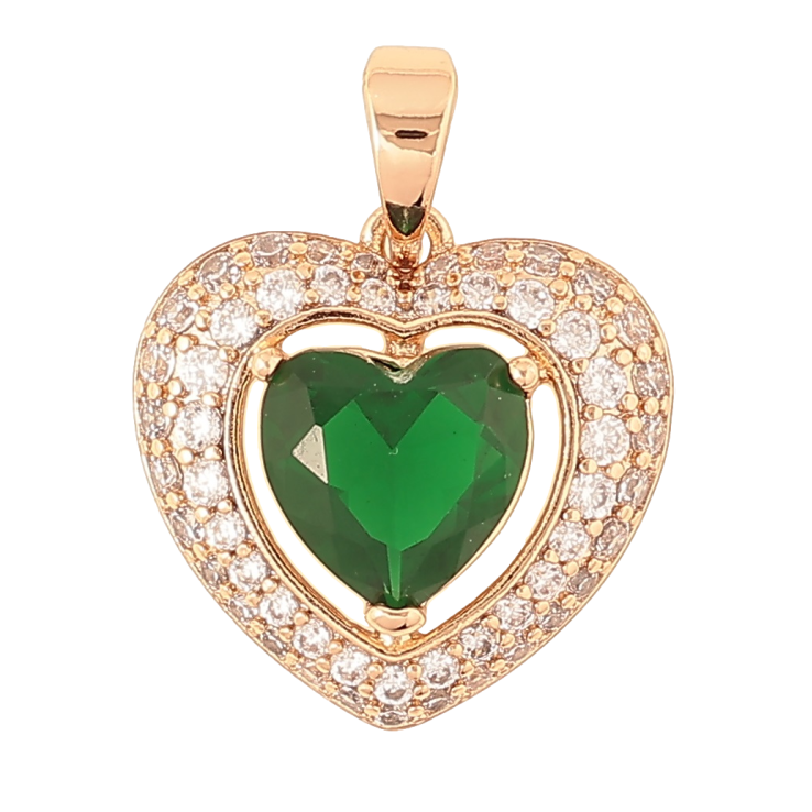 Кулон Xuping Позолота 18K Серце із зеленим кристалом» для ланцюжка до 5мм фото №4 Кулон Xuping Позолота 18K Серце із зеленим кристалом» для ланцюжка до 5мм фото №4