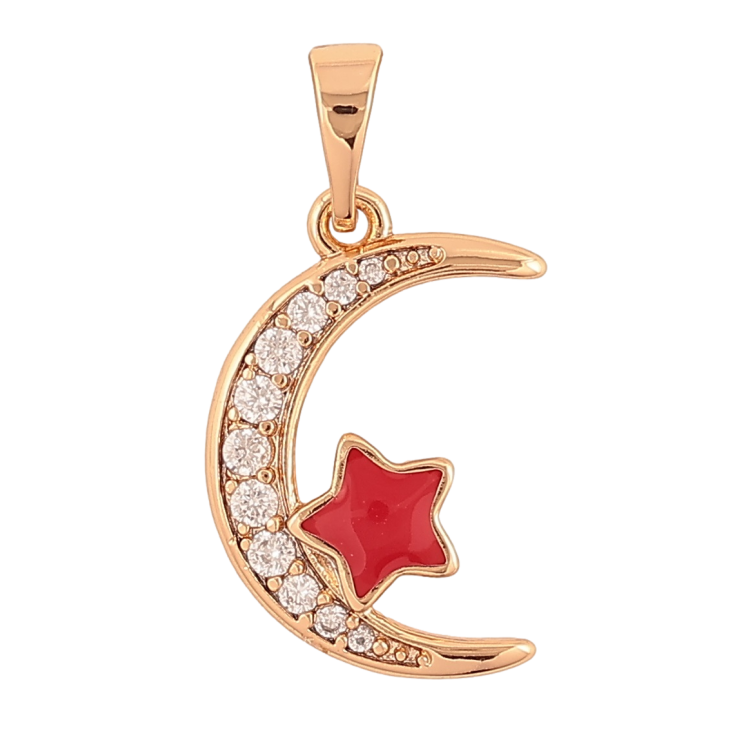 Кулон Xuping Позолота 18K Півмісяць і зірка з червоною емаллю» для ланцюжка до 5мм фото №17 Кулон Xuping Позолота 18K Півмісяць і зірка з червоною емаллю» для ланцюжка до 5мм фото №17