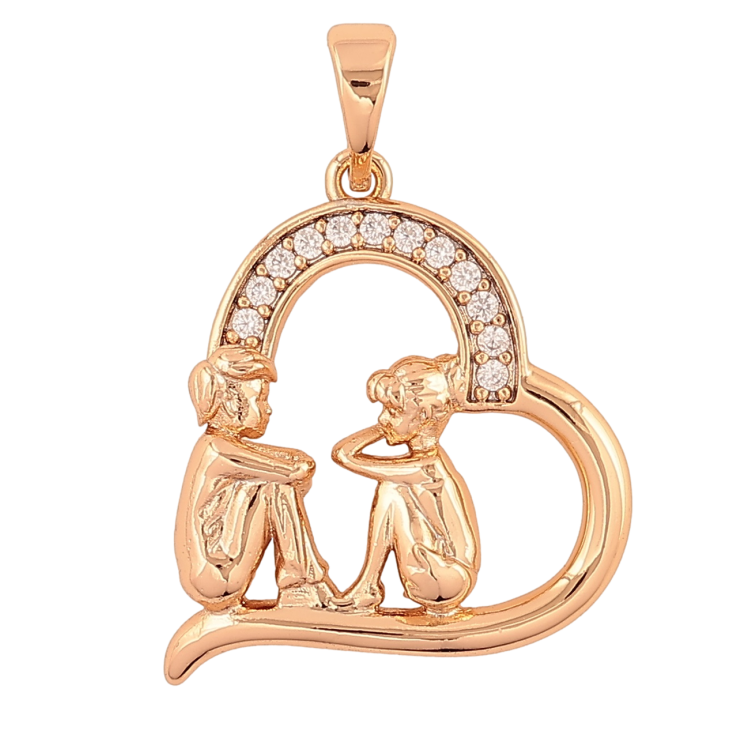 Кулон Xuping Позолота 18K «Сердечко з закоханими» для ланцюжка до 5мм фото №25 Кулон Xuping Позолота 18K «Сердечко з закоханими» для ланцюжка до 5мм фото №25