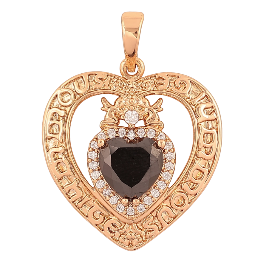 Кулон Xuping Позолота 18K «Серце з чорним кристалом» для ланцюжка до 6мм фото №1