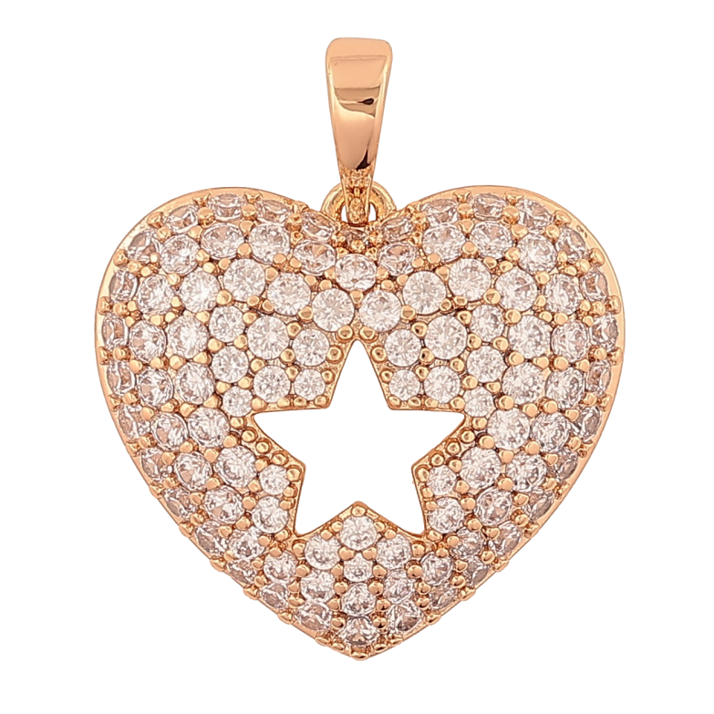 Кулон Xuping Позолота 18K «Серце з інкрустацією кристалами» для ланцюжка до 6мм фото №1