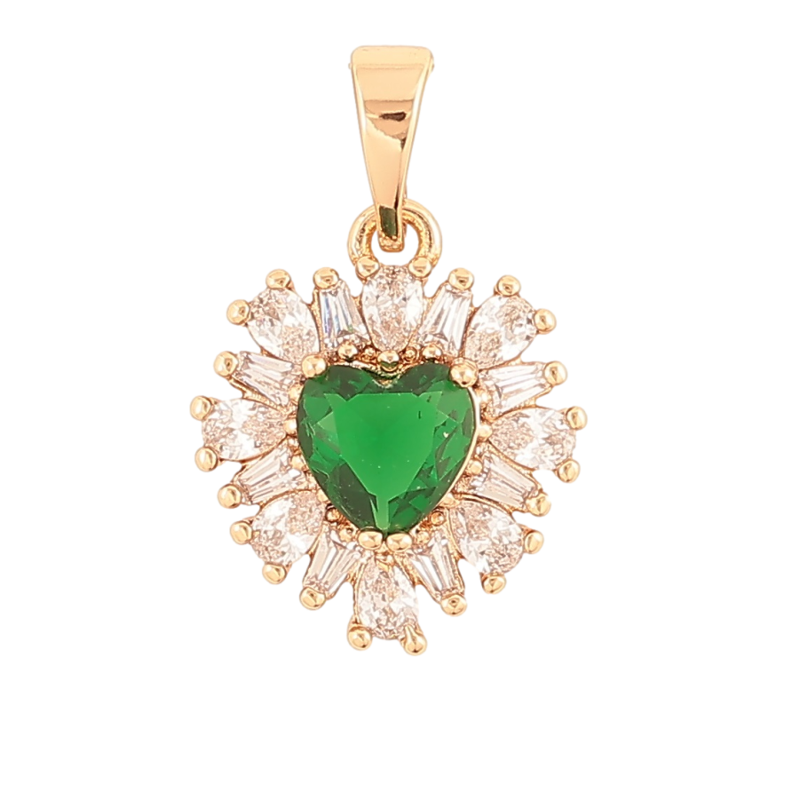 Кулон Xuping Позолота 18K «Кришталеве серце із зеленим кристалом» для ланцюжка до 5мм фото №1