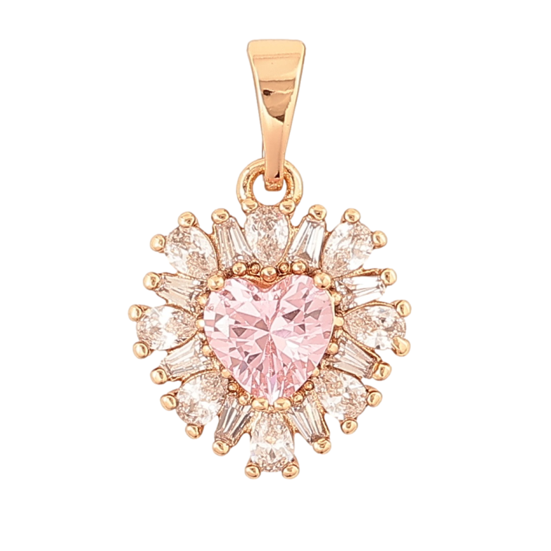 Кулон Xuping Позолота 18K Кристальное сердце с розовым кристаллом для цепочки до 5мм фото №1