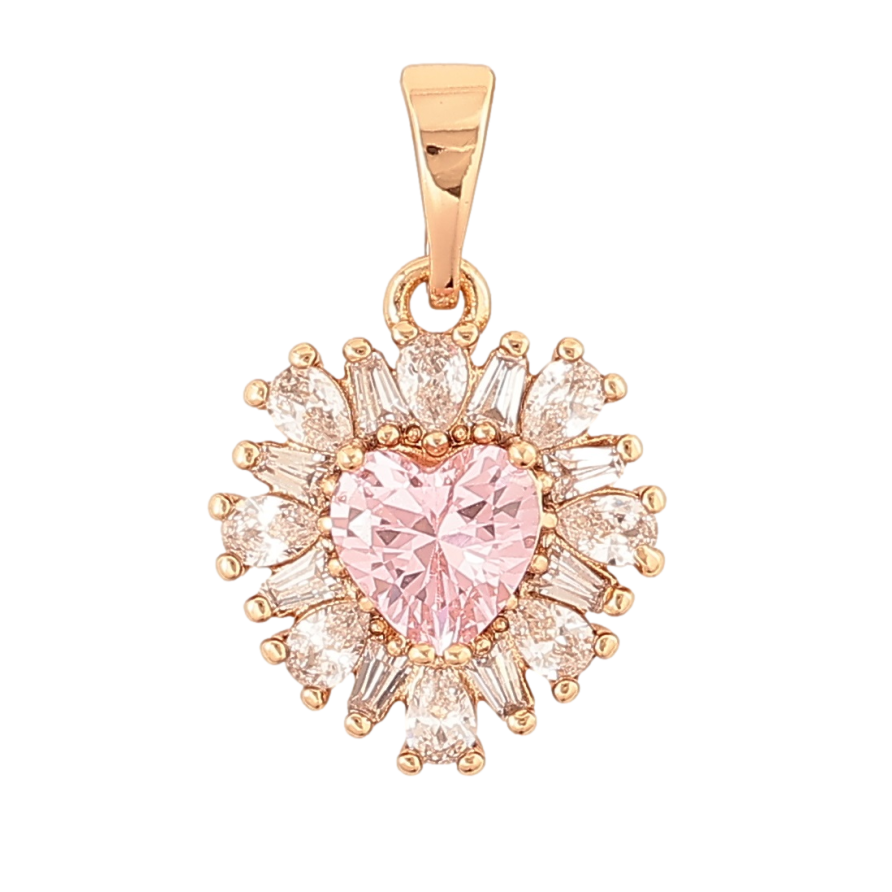 Кулон Xuping Позолота 18K Кристальное сердце с розовым кристаллом для цепочки до 5мм фото №1