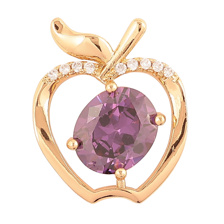 Кулон Xuping Позолота 18K Яблоко с сиреневым кристаллом для цепочки до 4мм фото №1 Кулон Xuping Позолота 18K Яблоко с сиреневым кристаллом для цепочки до 4мм фото №1