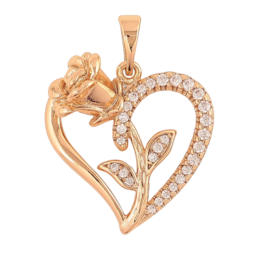 Кулон Xuping Позолота 18K Сердце с розой для цепочки до 6мм фото №1