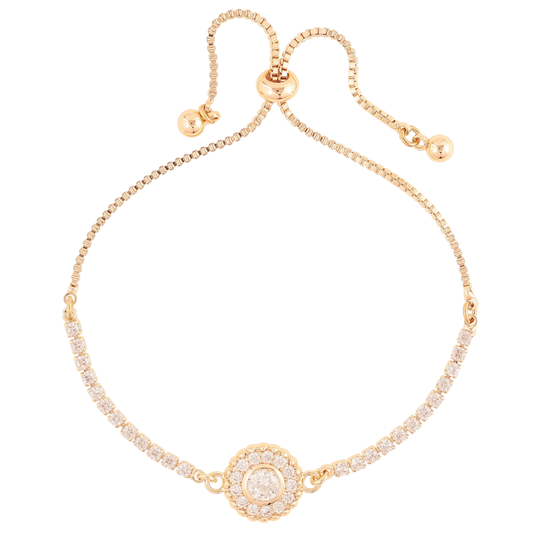 Браслет Xuping M&L Цвет 18K Дорожка кристаллов с цветком на бегунке, дл. 12-24см х 1.5мм фото №1