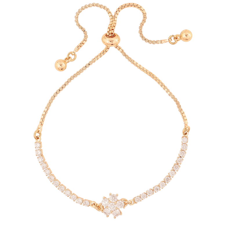 Браслет Xuping M&L Колір 18K «Доріжка кристалів з квіточкою» на бігунку, довжина 12-23см х 1.5мм фото №1