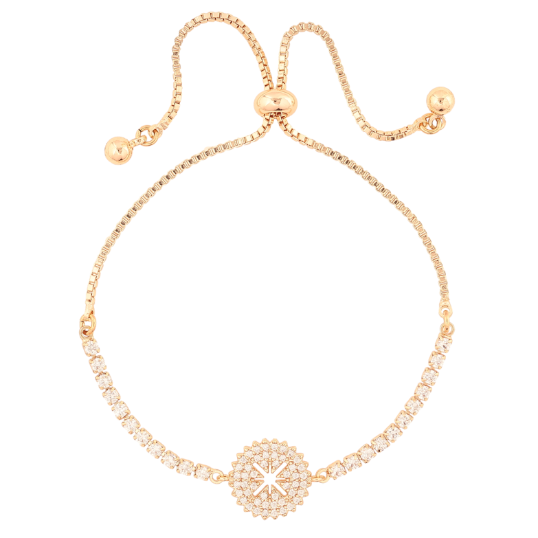 Браслет Xuping M&L Колір 18K «Доріжка кристалів з круглою вставкою» на бігунку, довжина 12-22см х 1.5мм фото №1