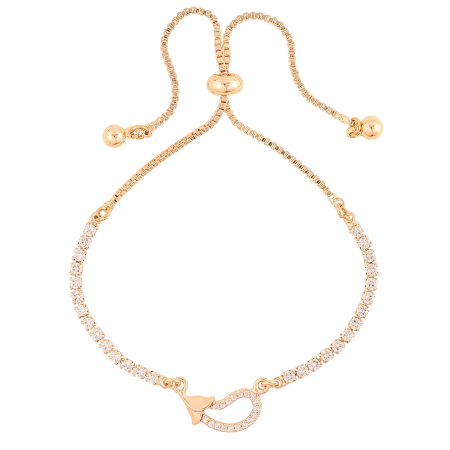 Браслет Xuping M&L Цвет 18K Дорожка кристаллов с вставкой баклажан на бегунке, длинна 12-23см х 1.5мм фото №1