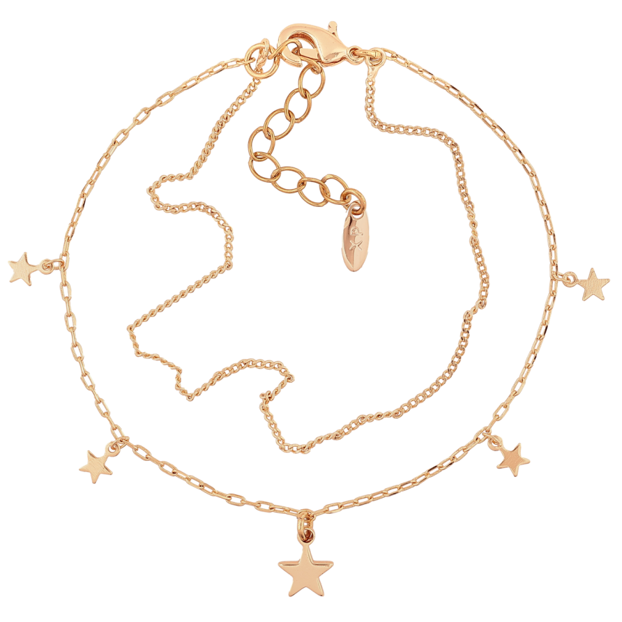 Браслет Xuping M&L Колір 18K «Подвійний ланцюжок з підвісками зірки» довжина з доп. ланцюжком 16.5-19.5см х 1мм фото №1 Браслет Xuping M&L Колір 18K «Подвійний ланцюжок з підвісками зірки» довжина з доп. ланцюжком 16.5-19.5см х 1мм фото №1