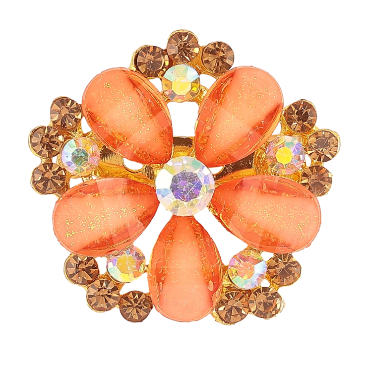 Брошь Цветок с оранжевыми стразами фото №25 Брошь Цветок с оранжевыми стразами фото №25