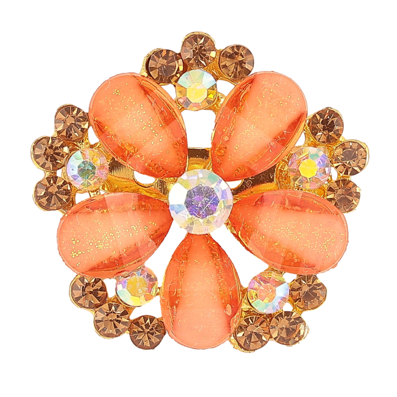 Брошка «Квітка з помаранчевими стразами» фото №1