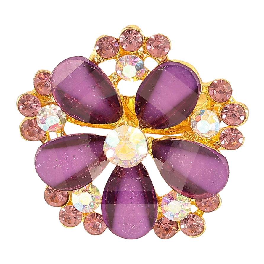 Брошь Цветок с сиреневыми стразами фото №1 Брошь Цветок с сиреневыми стразами фото №1