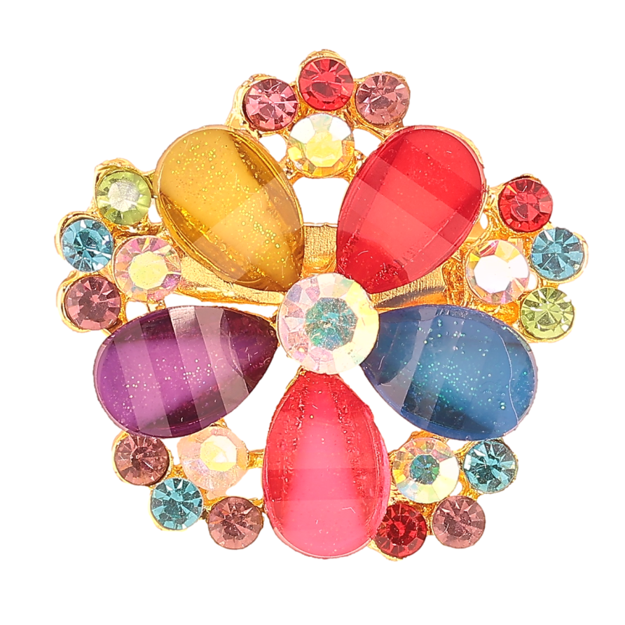 Брошь Цветок с разноцветными стразами фото №1 Брошь Цветок с разноцветными стразами фото №1