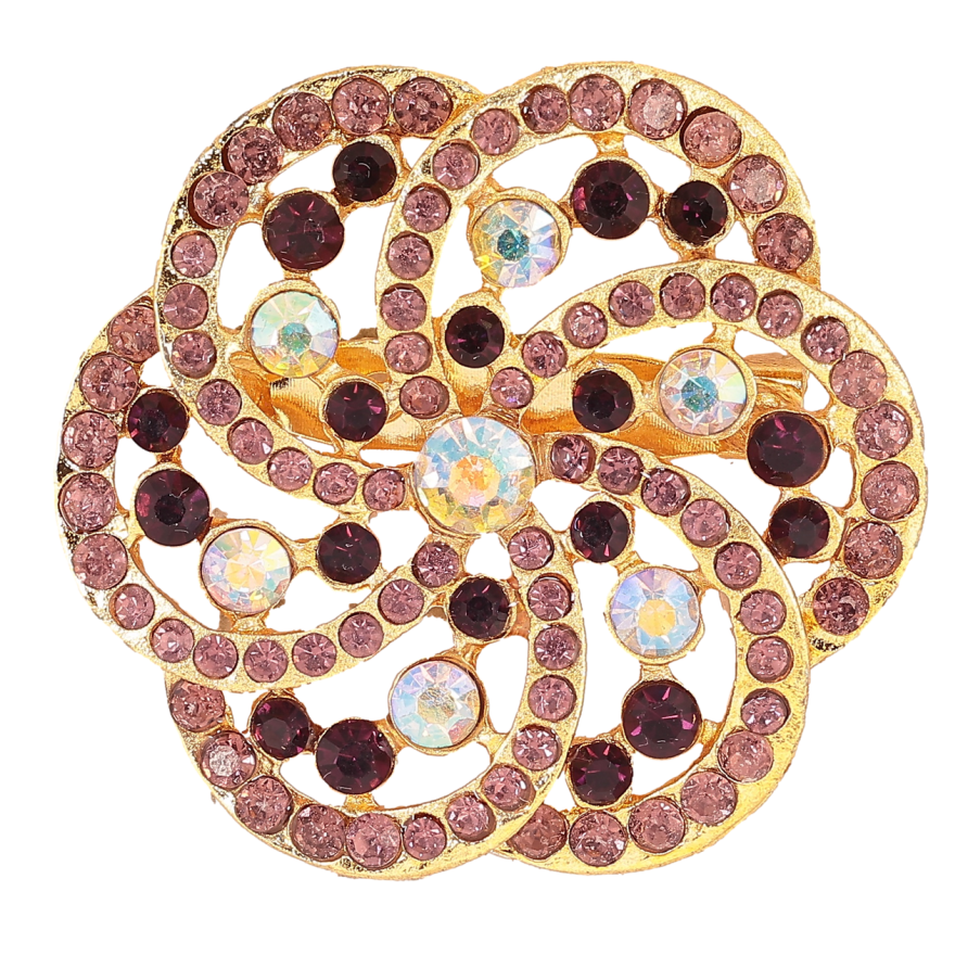 Брошь Цветок с бордовыми стразами фото №1 Брошь Цветок с бордовыми стразами фото №1