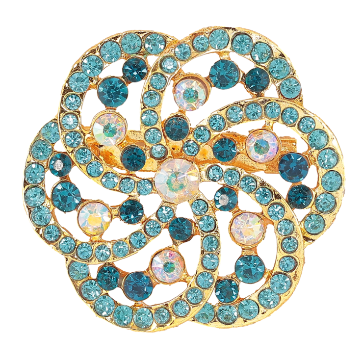 Брошь Цветок с бирюзовыми стразами фото №6 Брошь Цветок с бирюзовыми стразами фото №6