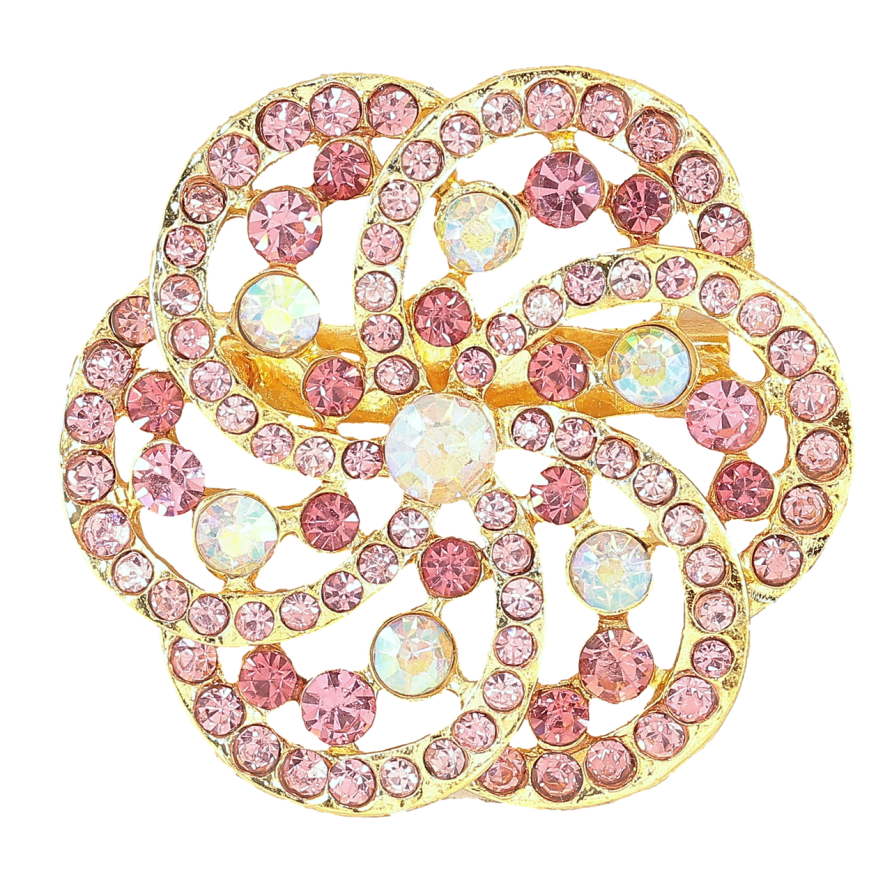 Брошь Цветок с розовыми стразами фото №1 Брошь Цветок с розовыми стразами фото №1