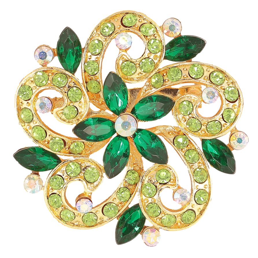 Брошь Цветок с зелеными стразами фото №1 Брошь Цветок с зелеными стразами фото №1