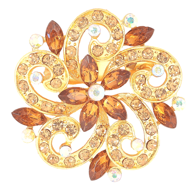 Брошь Цветок с коричневыми стразами фото №3 Брошь Цветок с коричневыми стразами фото №3