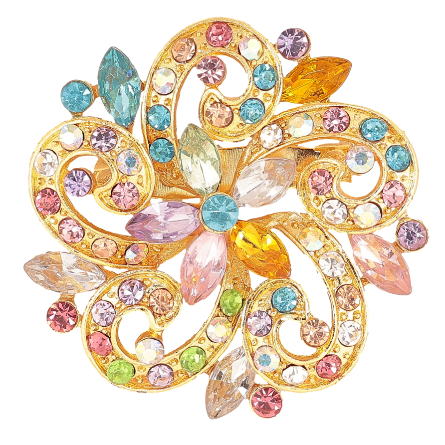Брошь Цветок с разноцветными стразами фото №1 Брошь Цветок с разноцветными стразами фото №1
