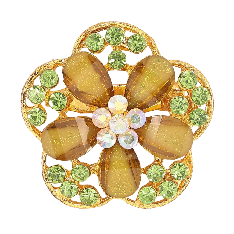 Брошь Цветок с зелеными стразами фото №1 Брошь Цветок с зелеными стразами фото №1