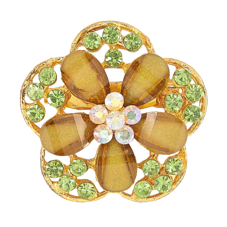 Брошка «Квітка з зеленими стразами» фото №1 Брошка «Квітка з зеленими стразами» фото №1