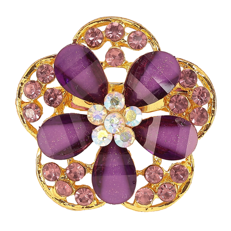 Брошь Цветок с сиреневыми стразами фото №1 Брошь Цветок с сиреневыми стразами фото №1