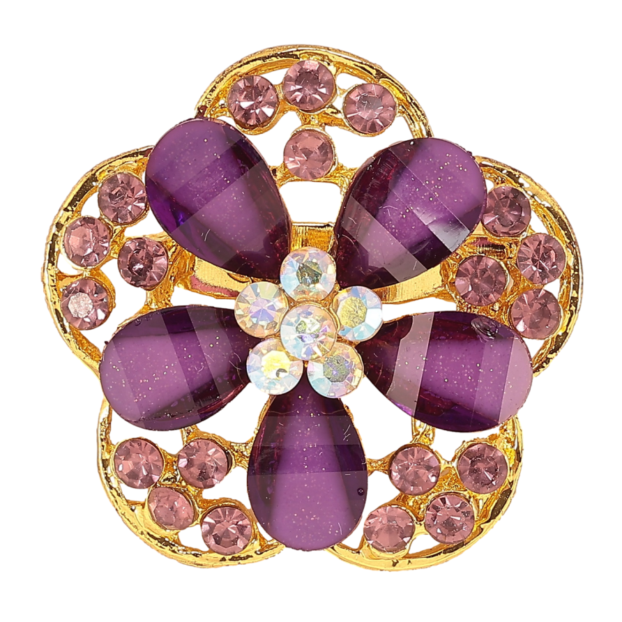 Брошь Цветок с сиреневыми стразами фото №1 Брошь Цветок с сиреневыми стразами фото №1